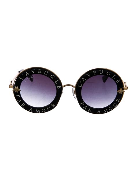 lunette l'amour aveugle gucci|GUCCI Metal L'Aveugle Par Amour Round Frame Sunglasses.